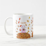 Autumn Leaves and Graceful Cat Personalized Mug