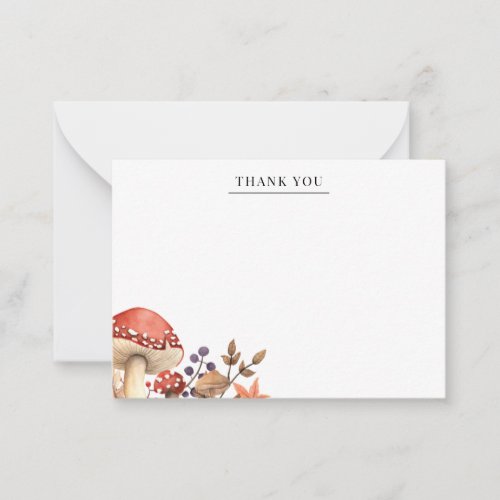 Autumn Leaves and Mushrooms Thank You Note Card