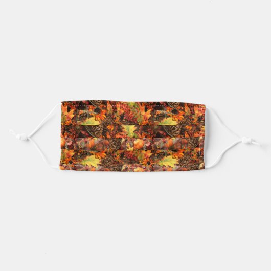 Autumn Leaves and Pine Cones Adult Cloth Face Mask (Front, Folded)