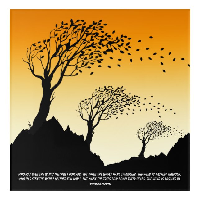 Autumn Leaves and Poem about the Wind Acrylic Print (Front)