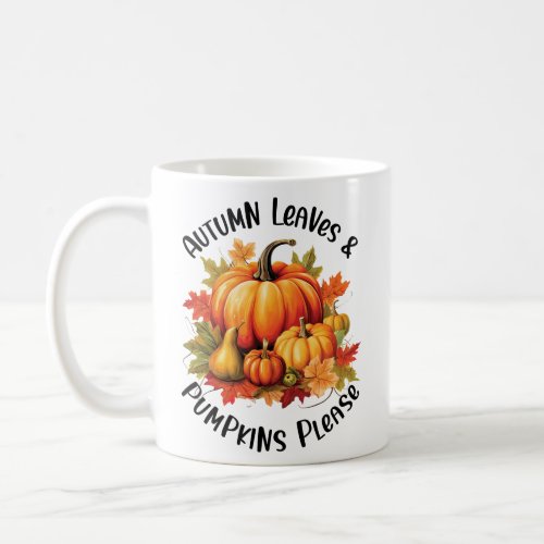 Autumn Leaves and Pumpkin Coffee Mug
