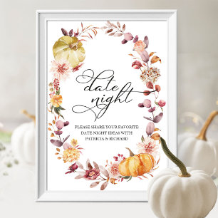 Autumn Leaves and Pumpkin Fall Date Night Jar Sign