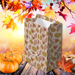 Autumn Leaves and Pumpkin harvest Medium Gift Bag