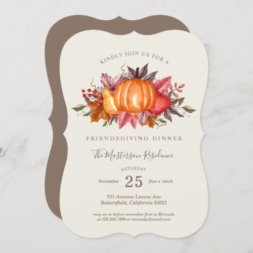 Autumn Leaves and Pumpkin Patch Thanksgiving Invitation