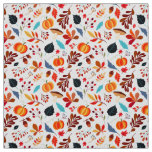 Autumn Leaves and Pumpkin Pattern Fabric