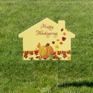 Autumn Leaves and Pumpkin Sign