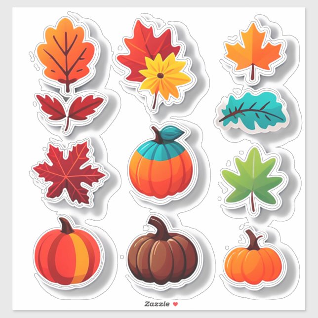 Autumn Leaves And Pumpkins Fall Decor For Crafts Sticker (Sheet)