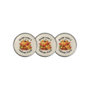 Autumn Leaves and Pumpkins Please Golf Ball Marker