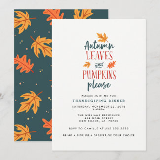 Autumn Leaves and Pumpkins Please Invitation