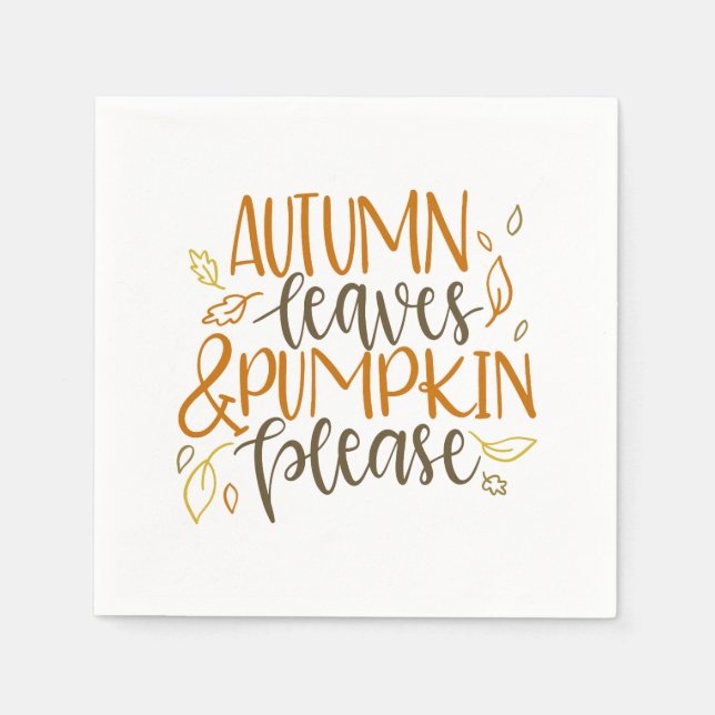 Autumn Leaves and Pumpkins Please Napkin (Front)