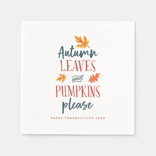 Autumn Leaves and Pumpkins Please Napkins