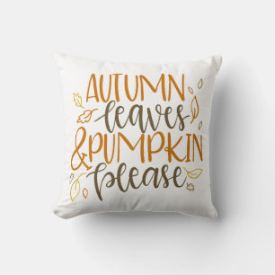 Autumn Leaves and Pumpkins Please Throw Pillow