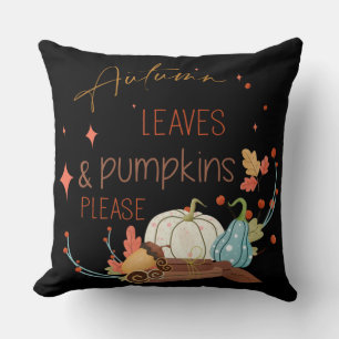 Autumn Leaves and Pumpkins Please Throw Pillow