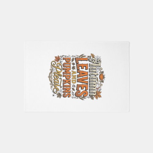 Autumn Leaves And Pumpkins Please Vintage Rug