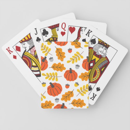 Autumn Leaves and pumpkins Poker Cards