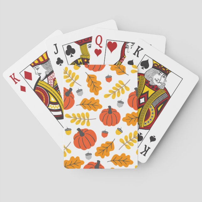 Autumn Leaves and pumpkins Poker Cards (Back)