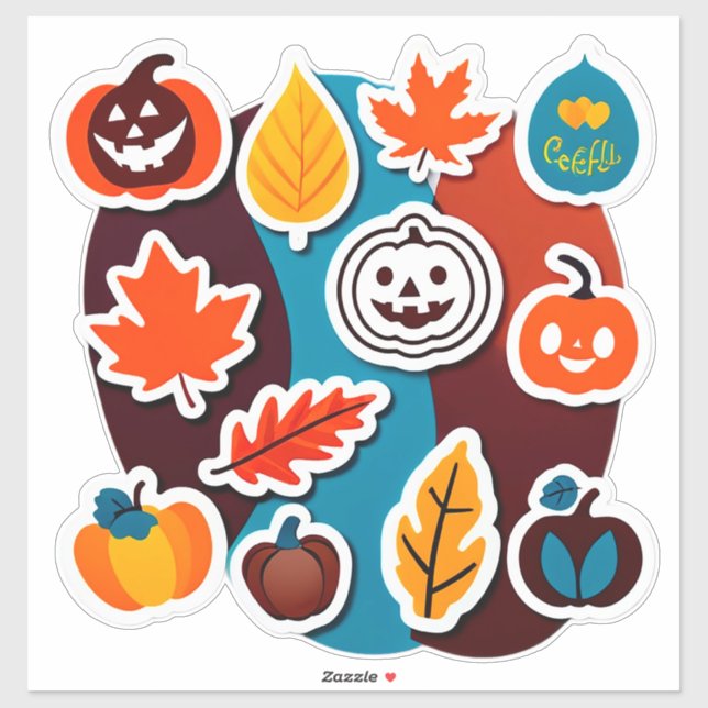 Autumn Leaves and Pumpkins Sticker Set (Sheet)