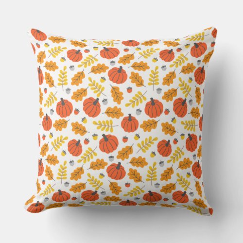 Autumn Leaves and pumpkins Throw Pillow