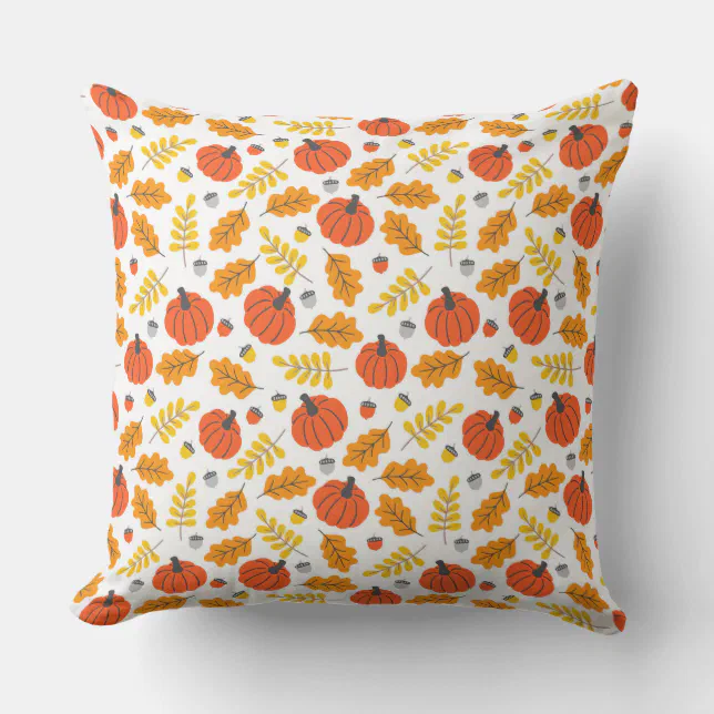 Autumn Leaves and pumpkins Throw Pillow | Zazzle