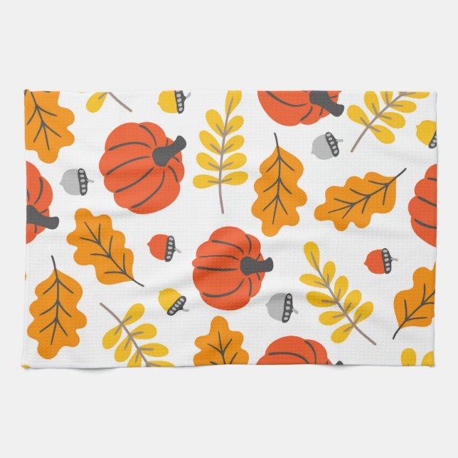 Autumn Leaves and pumpkins Towel (Horizontal)