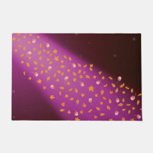 Autumn Leaves and Roses - Pink Flare Doormat