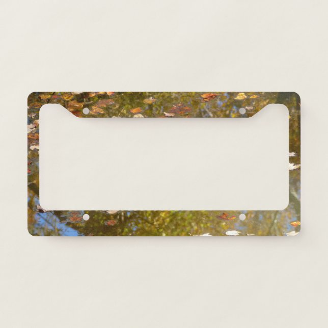 Autumn Leaves and Stream Reflection at Greenbelt License Plate Frame (Front)