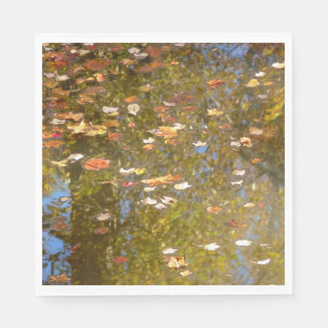Autumn Leaves and Stream Reflection at Greenbelt Paper Napkins (Front)