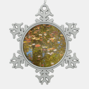 Autumn Leaves and Stream Reflection at Greenbelt Snowflake Pewter Christmas Ornament