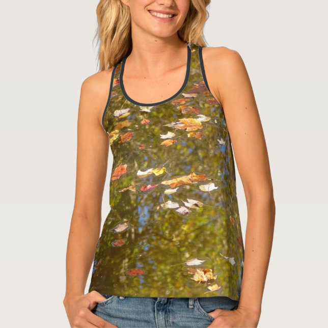Autumn Leaves and Stream Reflection at Greenbelt Tank Top (Front)