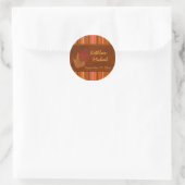 Autumn Leaves and Stripes 1.5" Wedding Sticker (Bag)