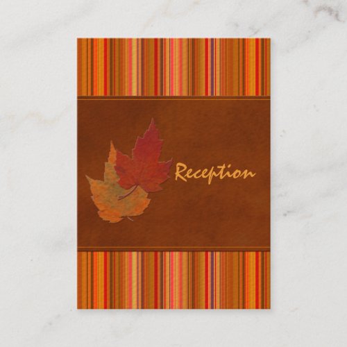 Autumn Leaves and Stripes Enclosure Card Business Card Templates