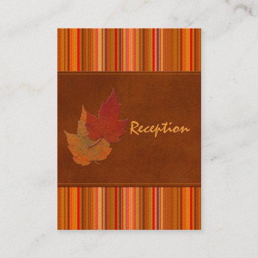 Customizable Autumn Leaves and Stripes Enclosure Card Business Card Templates