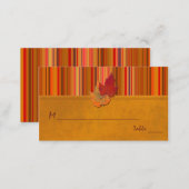 Autumn Leaves and Stripes Place Cards (Front/Back)
