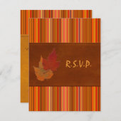 Autumn Leaves and Stripes Reply Card (Front/Back)