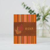 Autumn Leaves and Stripes Reply Card (Standing Front)