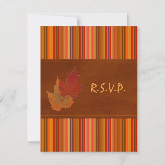 Autumn Leaves and Stripes Reply Card (Front)