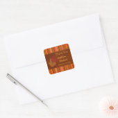 Autumn Leaves and Stripes Wedding Favor Sticker (Envelope)