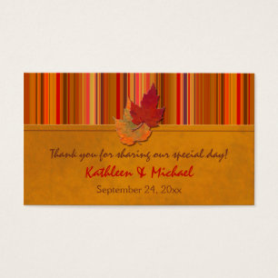 Autumn Leaves and Stripes Wedding Favor Tag
