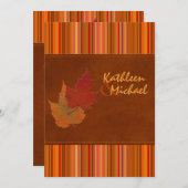 Autumn Leaves and Stripes Wedding Invitation (Front/Back)