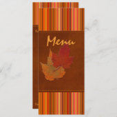 Autumn Leaves and Stripes Wedding Menu Card (Front/Back)