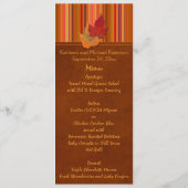 Autumn Leaves and Stripes Wedding Menu Card (Back)