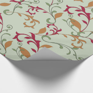 Autumn Leaves and Swirls Pattern Wrapping Paper