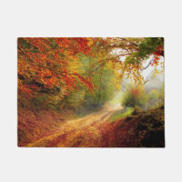 Autumn Leaves and Trees Covering Dirt Road Doormat