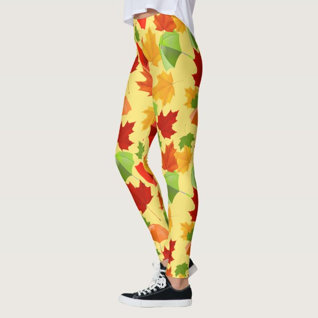Autumn Leaves and Umbrellas Leggings (Left)