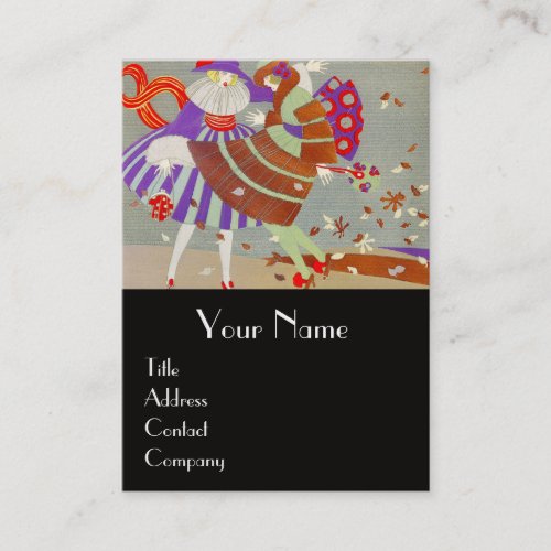 AUTUMN LEAVES AND WIND  FASHION COSTUME DESIGNER BUSINESS CARD