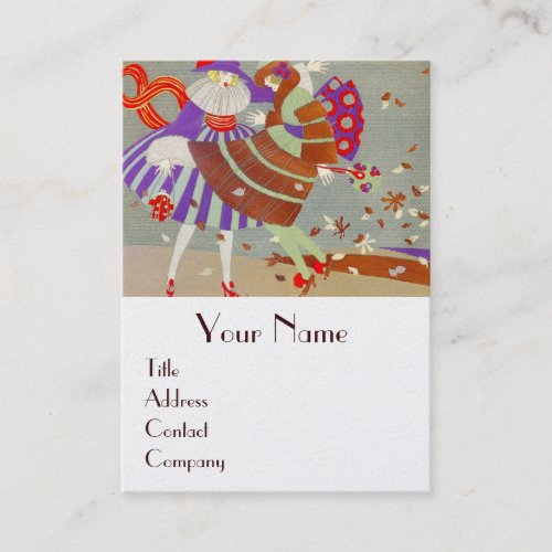 AUTUMN LEAVES AND WIND  FASHION COSTUME DESIGNER BUSINESS CARD