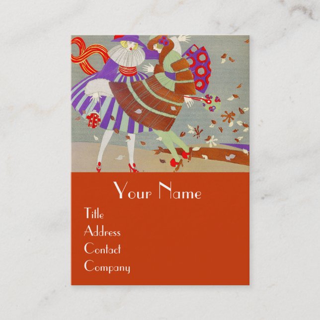 AUTUMN LEAVES AND WIND / FASHION COSTUME DESIGNER BUSINESS CARD (Front)
