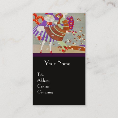 AUTUMN LEAVES AND WIND  FASHION COSTUME DESIGNER BUSINESS CARD