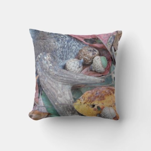 autumn leaves antlers and acorns throw pillow