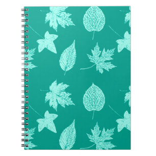 Autumn leaves - aqua and turquoise notebook